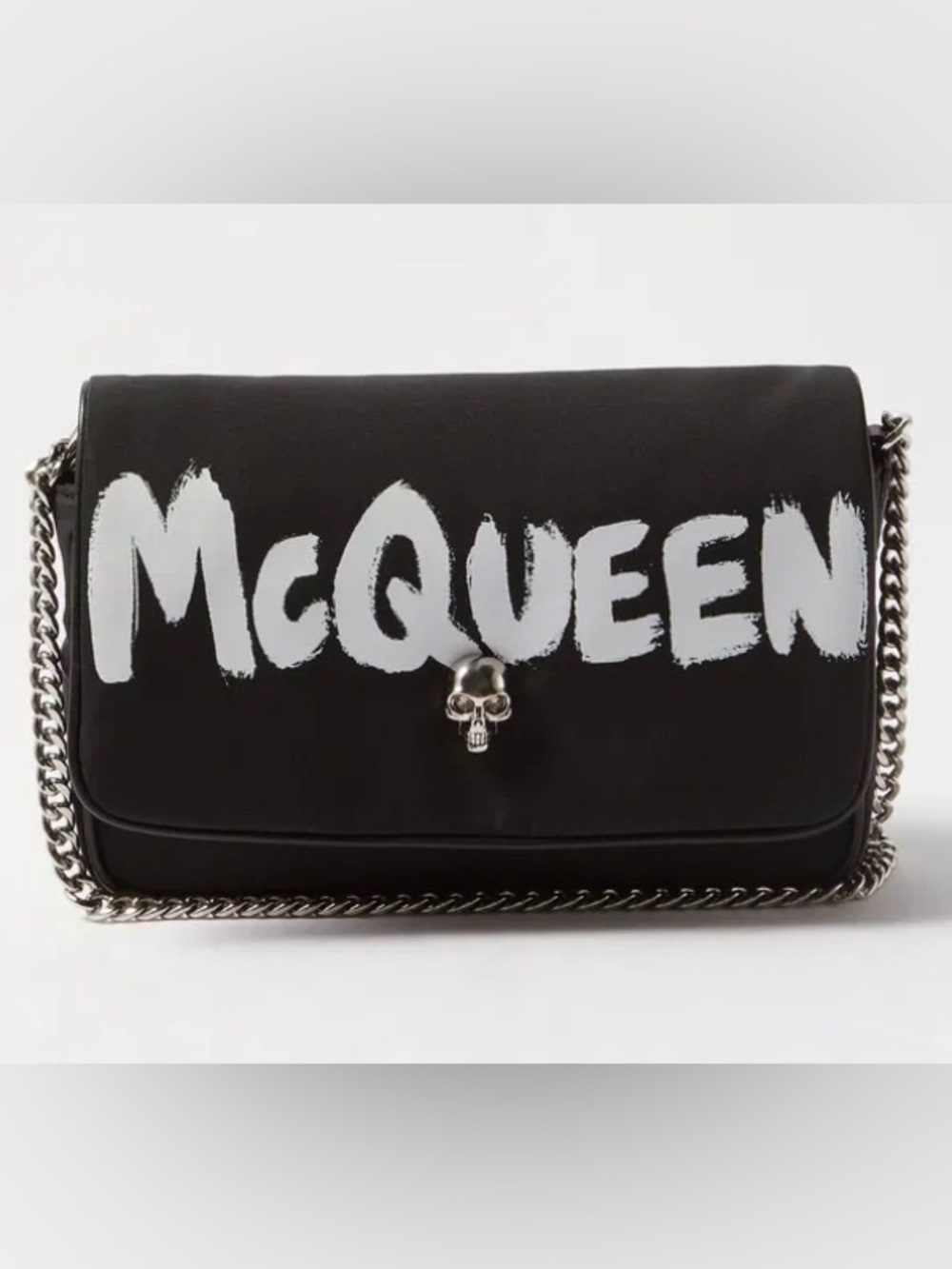 BNWT Alexander McQueen Black Nylon Graffiti Small Skull Bag